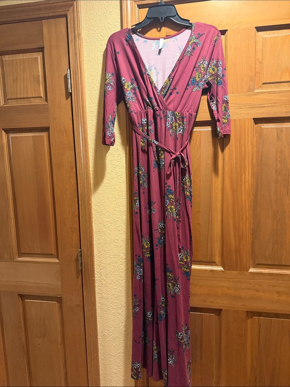 Pinkblush Burgandy Floral Wrap Maxi Dress